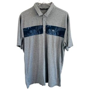 Travis Mathew Gray Polo with Navy Pattern Shirt